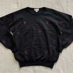 RARE vintage 80s black knitted crewneck pullover sweater